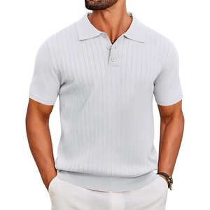 image:imageCOOFANDY Mens Knit Polo Shirts Short Sleeve Ribbed Knitted Shirt Summer Lightweight Casual Golf ShirtsWhite