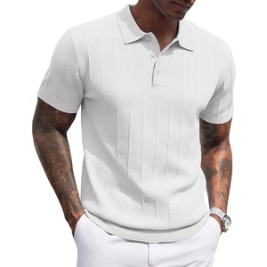 image:imageCOOFANDY Mens Knit Polo Shirts Short Sleeve Ribbed Textured Polo Shirt Lightweight Casual Golf Shirts Collared T ShirtWhite