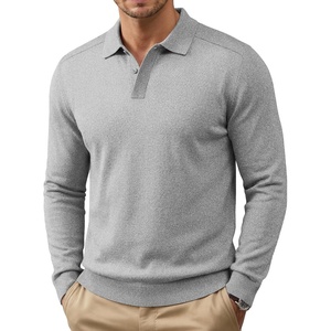 image:imageCOOFANDY Mens Knit Polo Sweater Long Sleeve Polo Collared Sweaters Hidden Button Casual Pullover SweaterA Light Grey