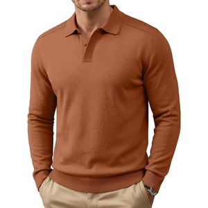 image:imageCOOFANDY Mens Knit Polo Sweater Long Sleeve Polo Collared Sweaters Hidden Button Casual Pullover SweaterBrown