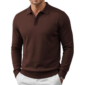 image:imageCOOFANDY Mens Knit Polo Sweater Long Sleeve Polo Collared Sweaters Hidden Button Casual Pullover SweaterCoffee