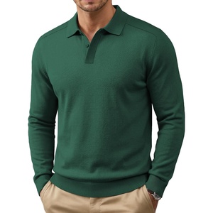 image:imageCOOFANDY Mens Knit Polo Sweater Long Sleeve Polo Collared Sweaters Hidden Button Casual Pullover SweaterDark Green