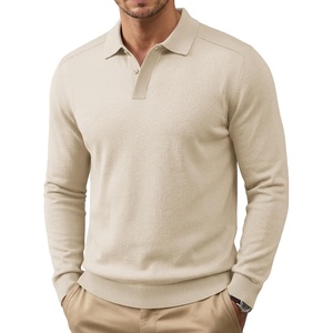 image:imageCOOFANDY Mens Knit Polo Sweater Long Sleeve Polo Collared Sweaters Hidden Button Casual Pullover SweaterLight Khaki