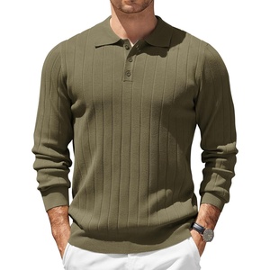 image:imageCOOFANDY Mens Knit Polo Sweater Long Sleeve Polos Lightweight Casual Dress Pullover SweatersArmy Green