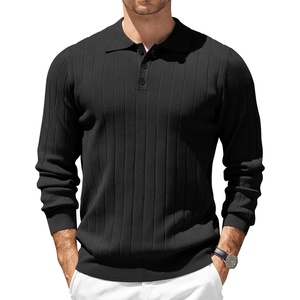 image:imageCOOFANDY Mens Knit Polo Sweater Long Sleeve Polos Lightweight Casual Dress Pullover SweatersBlack