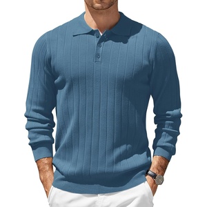 image:imageCOOFANDY Mens Knit Polo Sweater Long Sleeve Polos Lightweight Casual Dress Pullover SweatersBlue