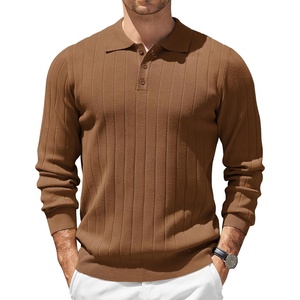 image:imageCOOFANDY Mens Knit Polo Sweater Long Sleeve Polos Lightweight Casual Dress Pullover SweatersBrown