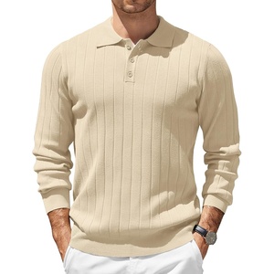 image:imageCOOFANDY Mens Knit Polo Sweater Long Sleeve Polos Lightweight Casual Dress Pullover SweatersChampagne