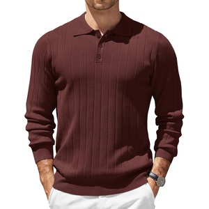 image:imageCOOFANDY Mens Knit Polo Sweater Long Sleeve Polos Lightweight Casual Dress Pullover SweatersCoffee