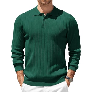 image:imageCOOFANDY Mens Knit Polo Sweater Long Sleeve Polos Lightweight Casual Dress Pullover SweatersDark Green
