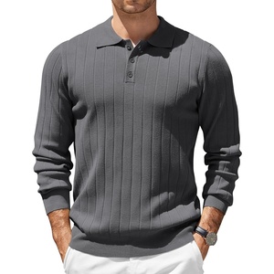 image:imageCOOFANDY Mens Knit Polo Sweater Long Sleeve Polos Lightweight Casual Dress Pullover SweatersGrey
