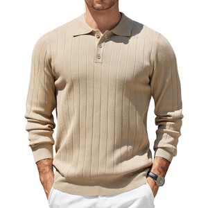 image:imageCOOFANDY Mens Knit Polo Sweater Long Sleeve Polos Lightweight Casual Dress Pullover SweatersKhaki