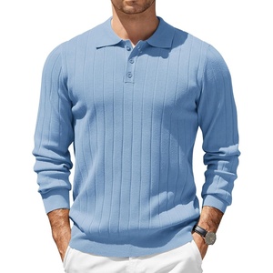 image:imageCOOFANDY Mens Knit Polo Sweater Long Sleeve Polos Lightweight Casual Dress Pullover SweatersLight Blue