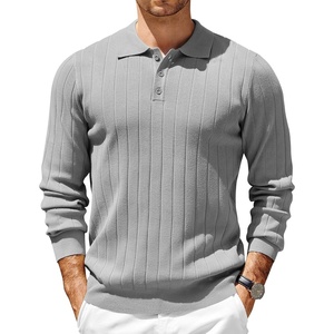 image:imageCOOFANDY Mens Knit Polo Sweater Long Sleeve Polos Lightweight Casual Dress Pullover SweatersLight Grey