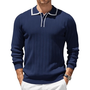image:imageCOOFANDY Mens Knit Polo Sweater Long Sleeve Polos Lightweight Casual Dress Pullover SweatersNavy  White