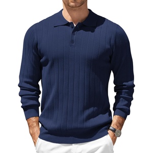 image:imageCOOFANDY Mens Knit Polo Sweater Long Sleeve Polos Lightweight Casual Dress Pullover SweatersNavy Blue