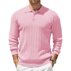 image:imageCOOFANDY Mens Knit Polo Sweater Long Sleeve Polos Lightweight Casual Dress Pullover SweatersPink