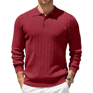 image:imageCOOFANDY Mens Knit Polo Sweater Long Sleeve Polos Lightweight Casual Dress Pullover SweatersWine Red