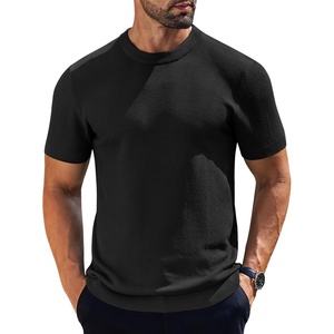 image:imageCOOFANDY Mens Knit TShirts Short Sleeve Crewneck Shirt Casual Textured Pullover TeesAblack