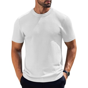 image:imageCOOFANDY Mens Knit TShirts Short Sleeve Crewneck Shirt Casual Textured Pullover TeesAwhite