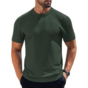 image:imageCOOFANDY Mens Knit TShirts Short Sleeve Crewneck Shirt Casual Textured Pullover TeesGreen
