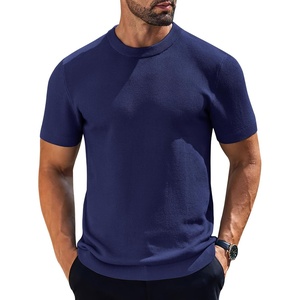image:imageCOOFANDY Mens Knit TShirts Short Sleeve Crewneck Shirt Casual Textured Pullover TeesNavy Blue