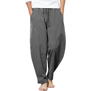 image:imageCOOFANDY Mens Linen Harem Drawstring Pants Casual Elastic Waist Lightweight Trouser Hippie Summer Beach Yoga PantsDark Grey