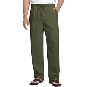 image:imageCOOFANDY Mens Linen Pants Casual Beach Summer Pant Elastic Waist Drawstring Lightweight TrousersArmy Green