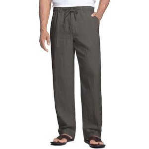 image:imageCOOFANDY Mens Linen Pants Casual Beach Summer Pant Elastic Waist Drawstring Lightweight TrousersDark Grey