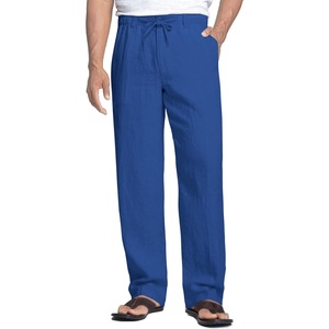image:imageCOOFANDY Mens Linen Pants Casual Beach Summer Pant Elastic Waist Drawstring Lightweight TrousersDeep Blue