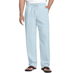image:imageCOOFANDY Mens Linen Pants Casual Beach Summer Pant Elastic Waist Drawstring Lightweight TrousersLight Blue