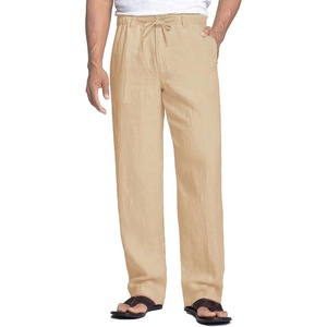 image:imageCOOFANDY Mens Linen Pants Casual Beach Summer Pant Elastic Waist Drawstring Lightweight TrousersLight Coffe