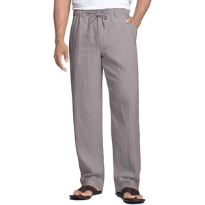 image:imageCOOFANDY Mens Linen Pants Casual Beach Summer Pant Elastic Waist Drawstring Lightweight TrousersLight Grey