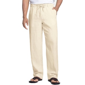 image:imageCOOFANDY Mens Linen Pants Casual Beach Summer Pant Elastic Waist Drawstring Lightweight TrousersLight Khaki