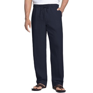 image:imageCOOFANDY Mens Linen Pants Casual Beach Summer Pant Elastic Waist Drawstring Lightweight TrousersNavy Blue