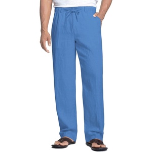 image:imageCOOFANDY Mens Linen Pants Casual Beach Summer Pant Elastic Waist Drawstring Lightweight TrousersRoyal Blue