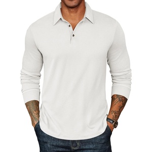 image:imageCOOFANDY Mens Long Sleeve Polo Shirts Classic Casual Button Polo Tee Lightweight Collared Golf ShirtWhite