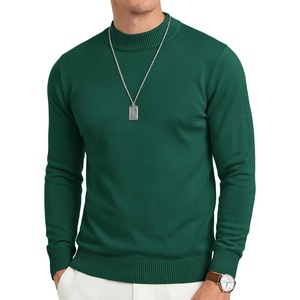 image:imageCOOFANDY Mens Mock Turtleneck Ribbed Knit Pullover Sweater Casual Lightweight Slim fit Dress Sweater TeeDark Green