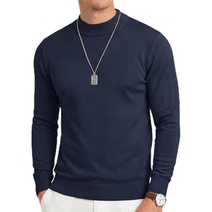 image:imageCOOFANDY Mens Mock Turtleneck Ribbed Knit Pullover Sweater Casual Lightweight Slim fit Dress Sweater TeeDark Navy Blue