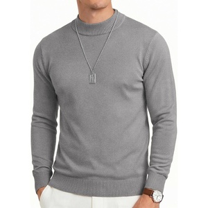 image:imageCOOFANDY Mens Mock Turtleneck Ribbed Knit Pullover Sweater Casual Lightweight Slim fit Dress Sweater TeeLight Grey