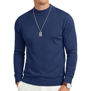 image:imageCOOFANDY Mens Mock Turtleneck Ribbed Knit Pullover Sweater Casual Lightweight Slim fit Dress Sweater TeeNavy Blue