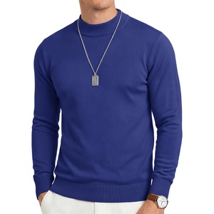 image:imageCOOFANDY Mens Mock Turtleneck Ribbed Knit Pullover Sweater Casual Lightweight Slim fit Dress Sweater TeeRoyal Blue