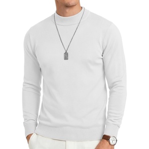 image:imageCOOFANDY Mens Mock Turtleneck Ribbed Knit Pullover Sweater Casual Lightweight Slim fit Dress Sweater TeeWhite
