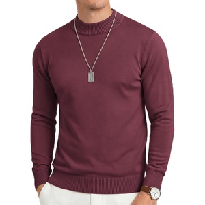 image:imageCOOFANDY Mens Mock Turtleneck Ribbed Knit Pullover Sweater Casual Lightweight Slim fit Dress Sweater TeeWine Red