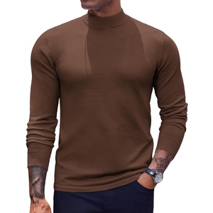 image:imageCOOFANDY Mens Mock Turtleneck Sweaters Long Sleeve Casual Knit Shirts Half Neck Thermal Lightweight Pullover SweaterBrown