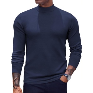 image:imageCOOFANDY Mens Mock Turtleneck Sweaters Long Sleeve Casual Knit Shirts Half Neck Thermal Lightweight Pullover SweaterDark Blue