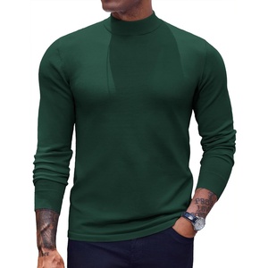 image:imageCOOFANDY Mens Mock Turtleneck Sweaters Long Sleeve Casual Knit Shirts Half Neck Thermal Lightweight Pullover SweaterDark Green