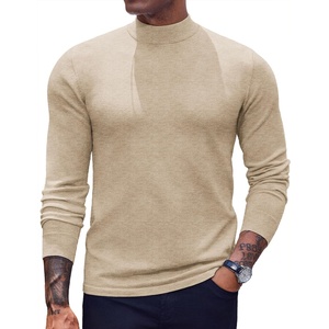 image:imageCOOFANDY Mens Mock Turtleneck Sweaters Long Sleeve Casual Knit Shirts Half Neck Thermal Lightweight Pullover SweaterLight Khaki