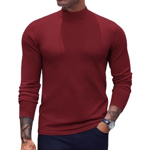 image:imageCOOFANDY Mens Mock Turtleneck Sweaters Long Sleeve Casual Knit Shirts Half Neck Thermal Lightweight Pullover SweaterWine Red