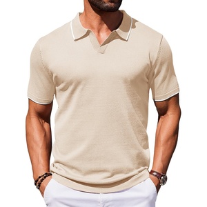 image:imageCOOFANDY Mens Polo Shirts Short Sleeve Casual Knit Polo Shirt Vintage Golf T Shirts Old Money TopsChampagne